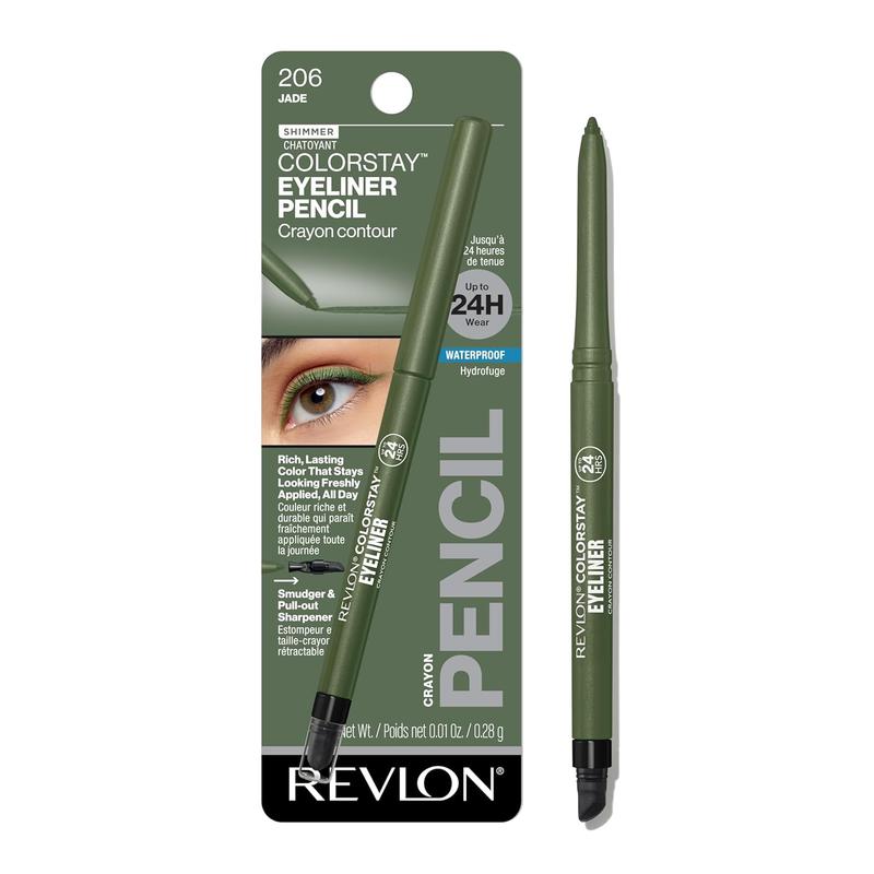 REVLON Revlon ColorStay Pencil Waterproof Eyeliner, Smudge-Proof, Eye Makeup with Built-In Sharpener, 206 Jade, 0.01 oz