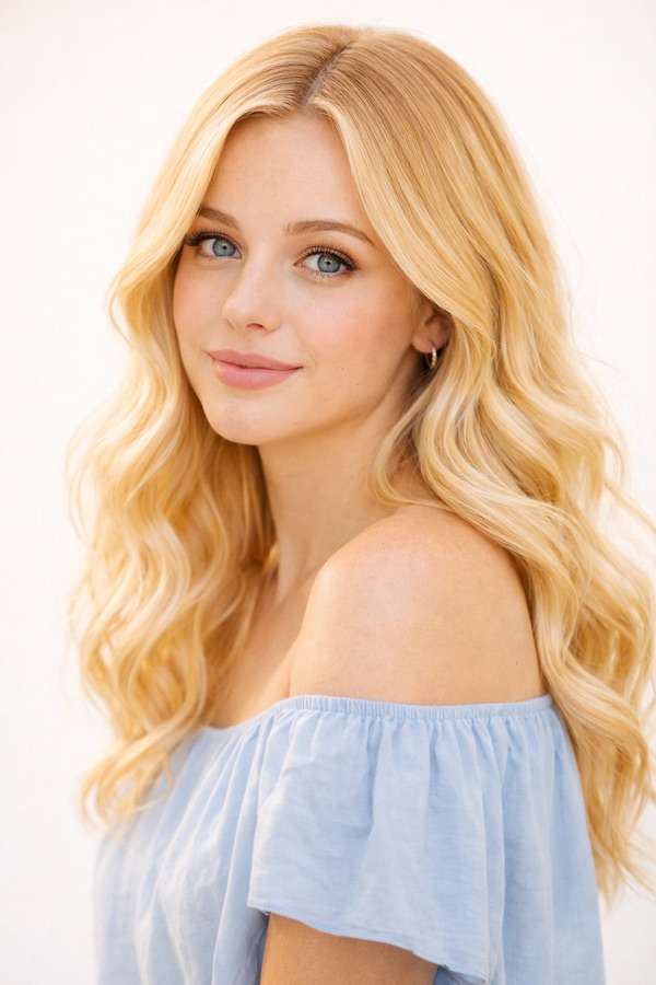 Golden Blonde hair color for Bright Spring — Long Waves | color analysis hair guide