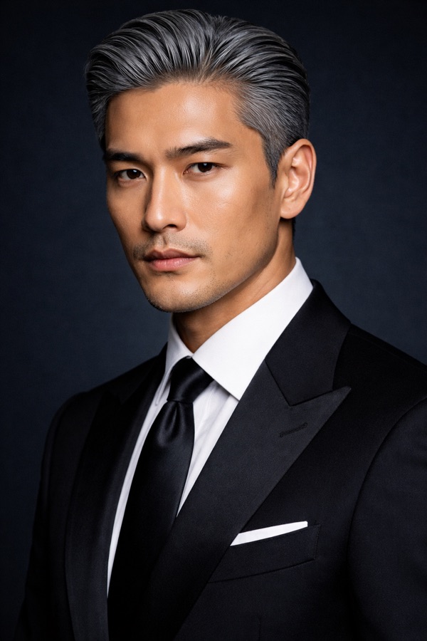 Steel Grey hair color for Deep Winter — Slicked Back | color analysis hair guide