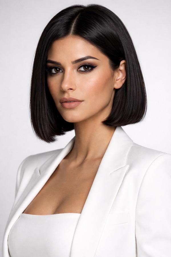 Dark Espresso hair color for Deep Winter — Blunt Bob | color analysis hair guide