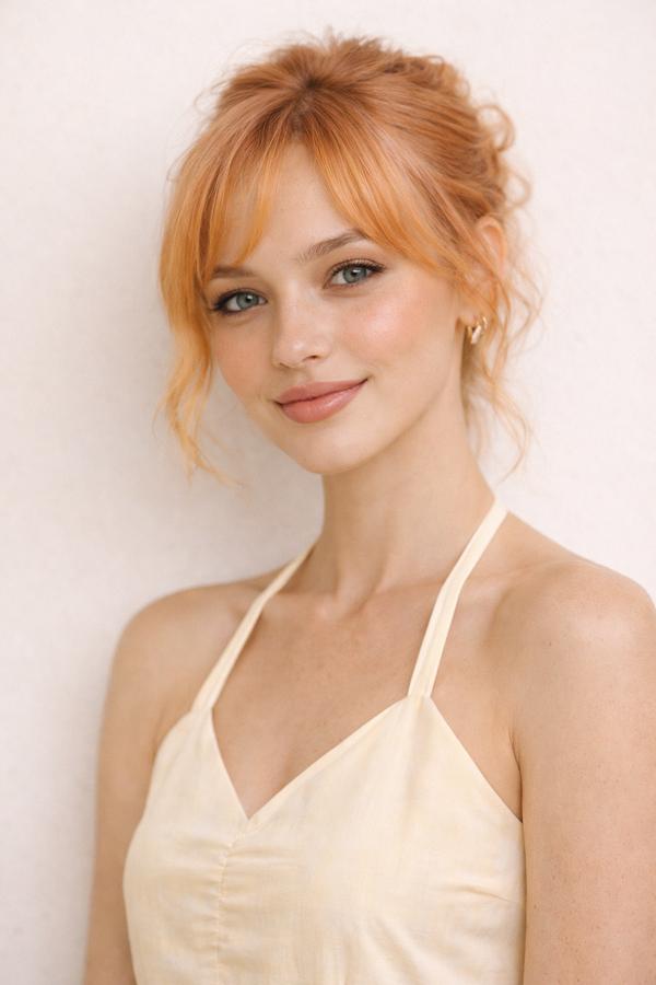 Strawberry Blonde hair color for Light Spring — Messy Updo | color analysis hair guide