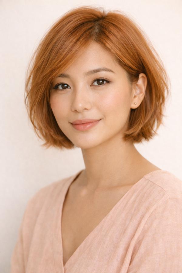 Light Copper hair color for Light Spring — Textured Bob | color analysis hair guide