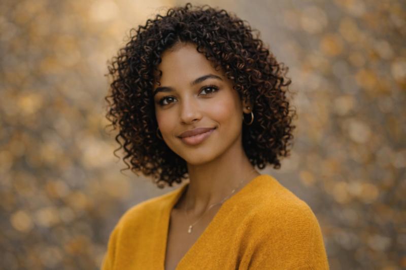 Dark Warm Brown hair color for True Autumn — Natural Curly Bob | color analysis hair guide