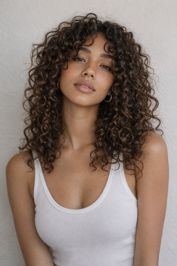 Warm Dark Brown hair color for True Spring — Natural Curls | color analysis hair guide