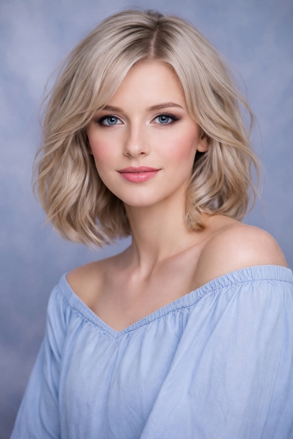 Ash Blonde hair color for True Summer — Wavy Bob | color analysis hair guide