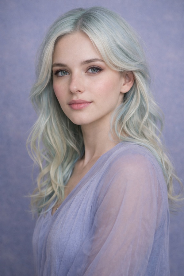 Icy Mint hair color for True Summer — Long Waves | color analysis hair guide